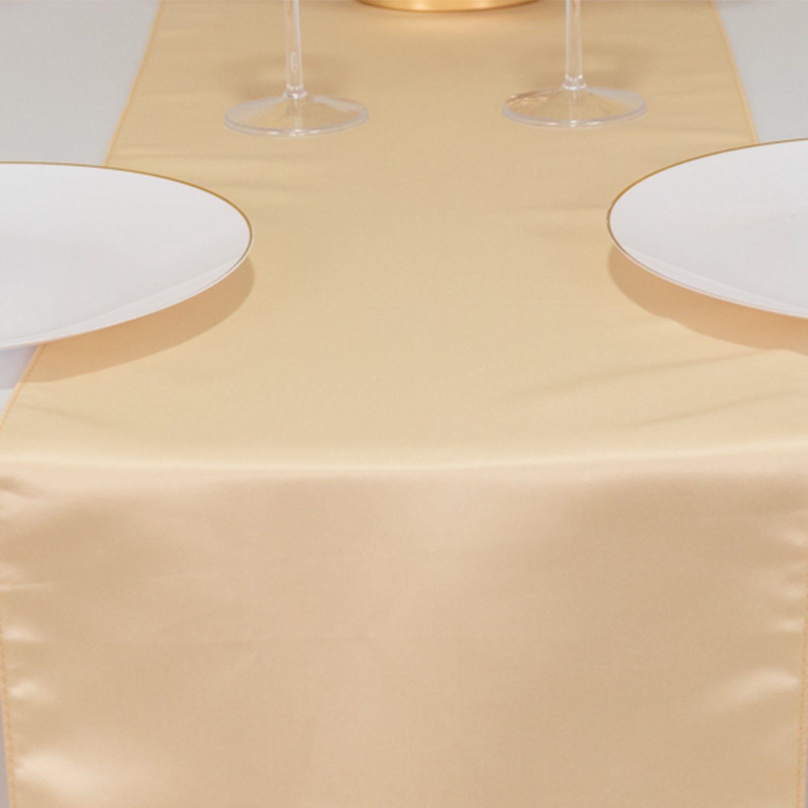 Lamour Satin 12"x108" Table Runner Beige - Smooth & Lustrous Finish - Bell Racket Store