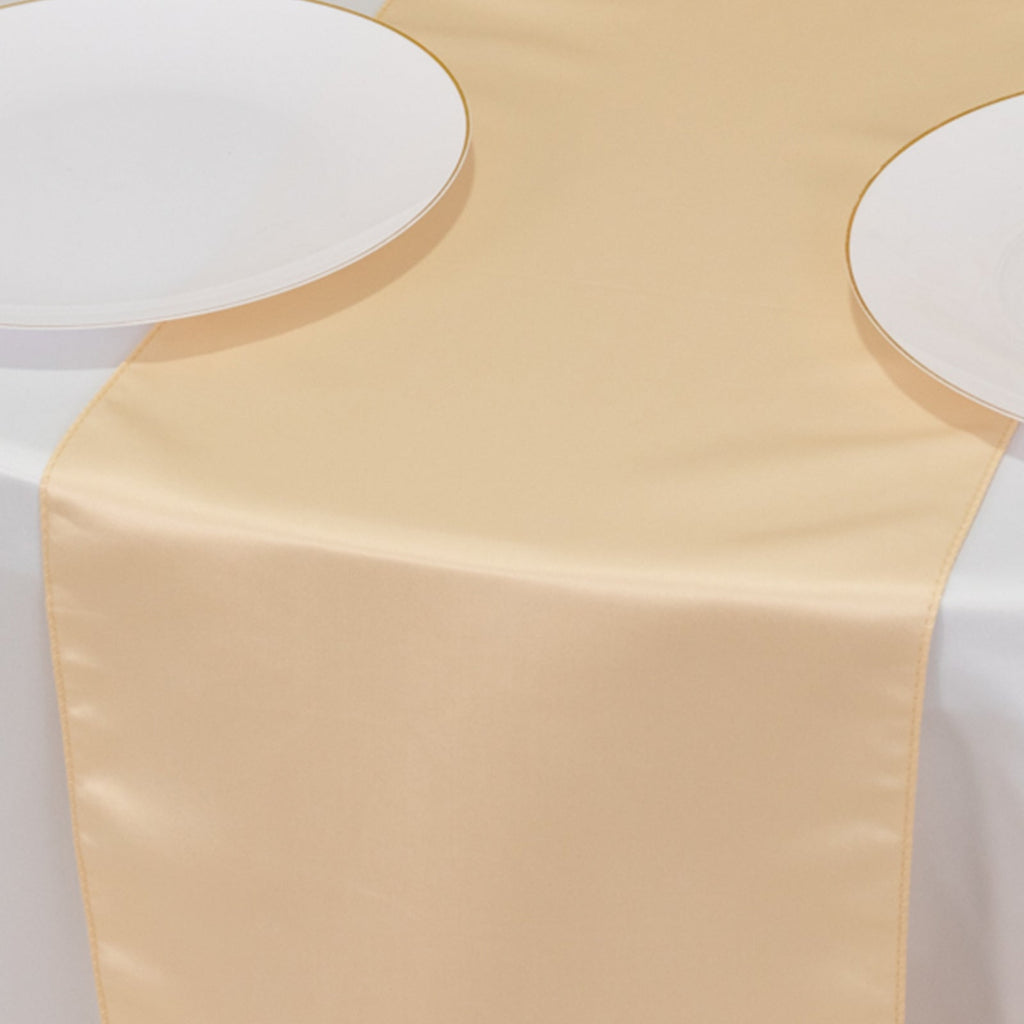 Lamour Satin 12"x108" Table Runner Beige - Smooth & Lustrous Finish - Bell Racket Store
