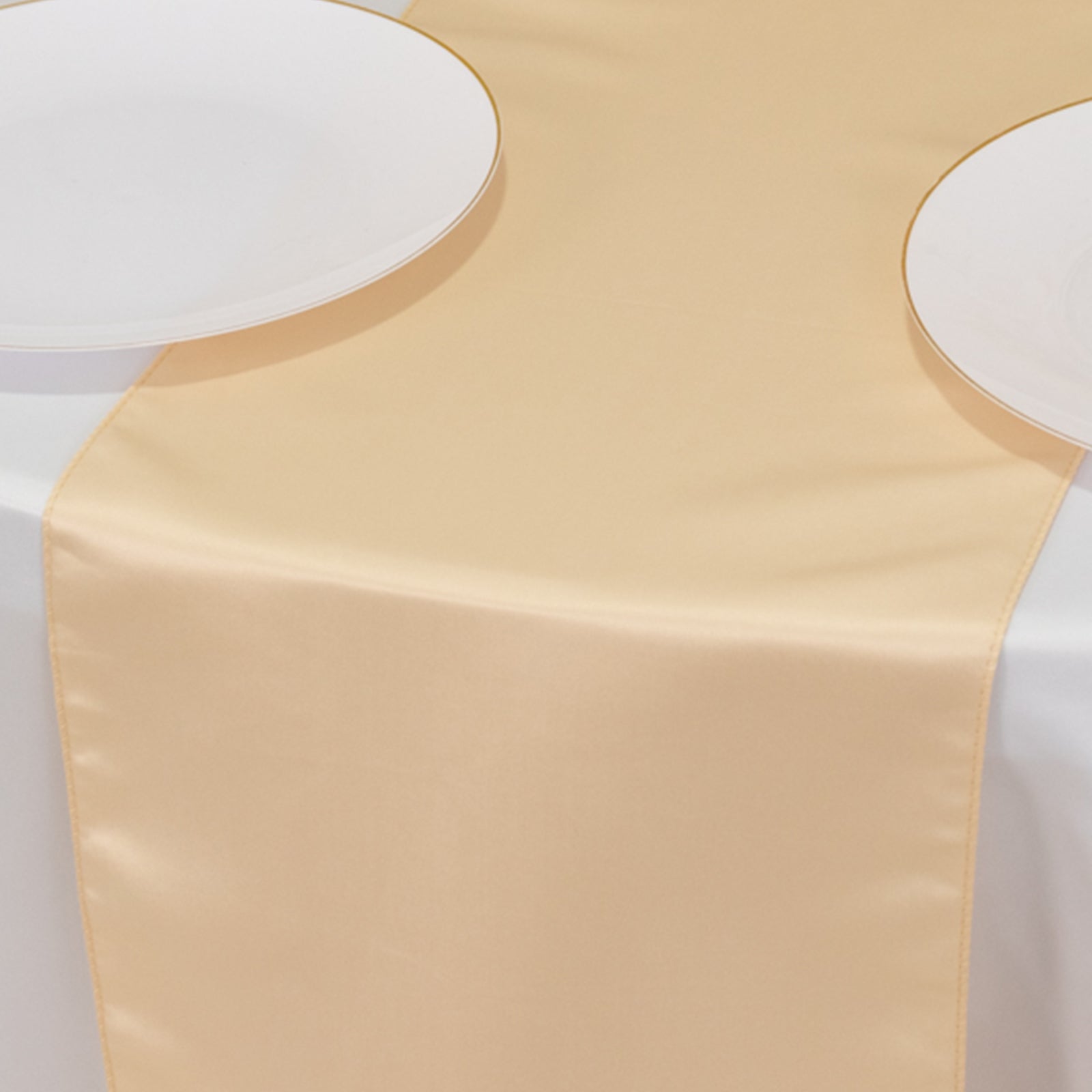 Lamour Satin 12"x108" Table Runner Beige - Smooth & Lustrous Finish - Bell Racket Store