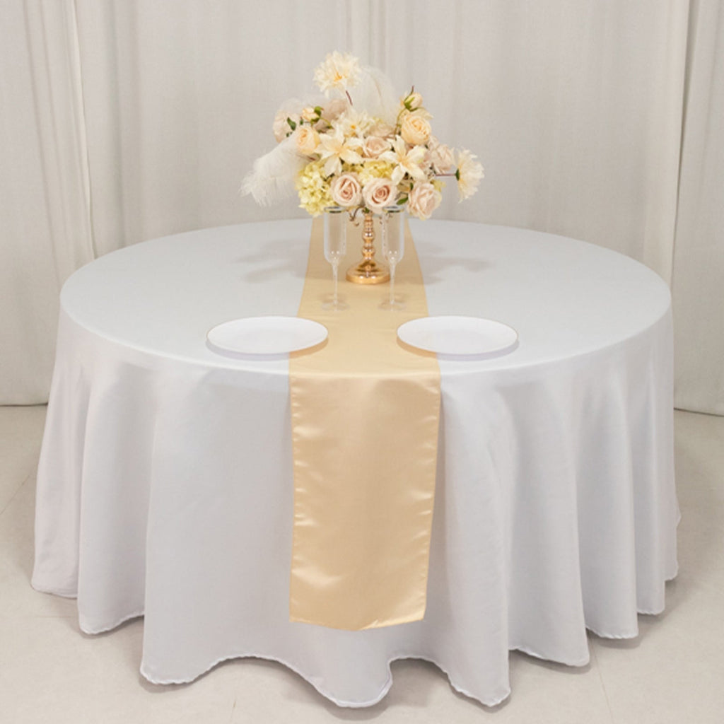 Lamour Satin 12"x108" Table Runner Beige - Smooth & Lustrous Finish - Bell Racket Store