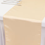 Lamour Satin 12"x108" Table Runner Beige - Smooth & Lustrous Finish - Bell Racket Store