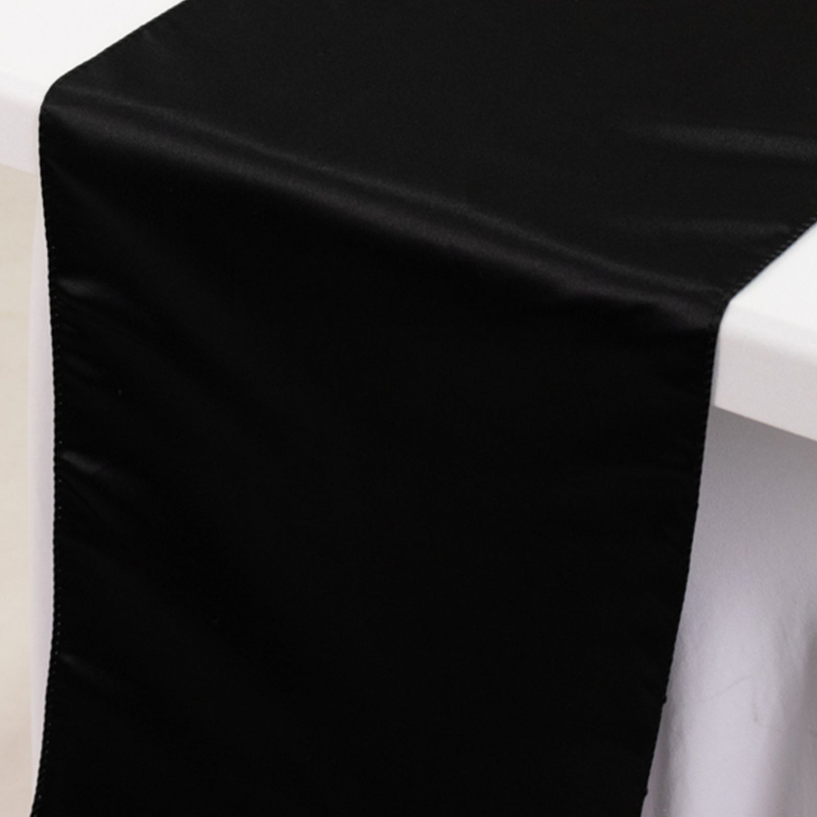 Lamour Satin 12"x108" Table Runner Black - Smooth & Lustrous Finish - Bell Racket Store