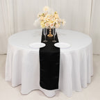 Lamour Satin 12"x108" Table Runner Black - Smooth & Lustrous Finish - Bell Racket Store