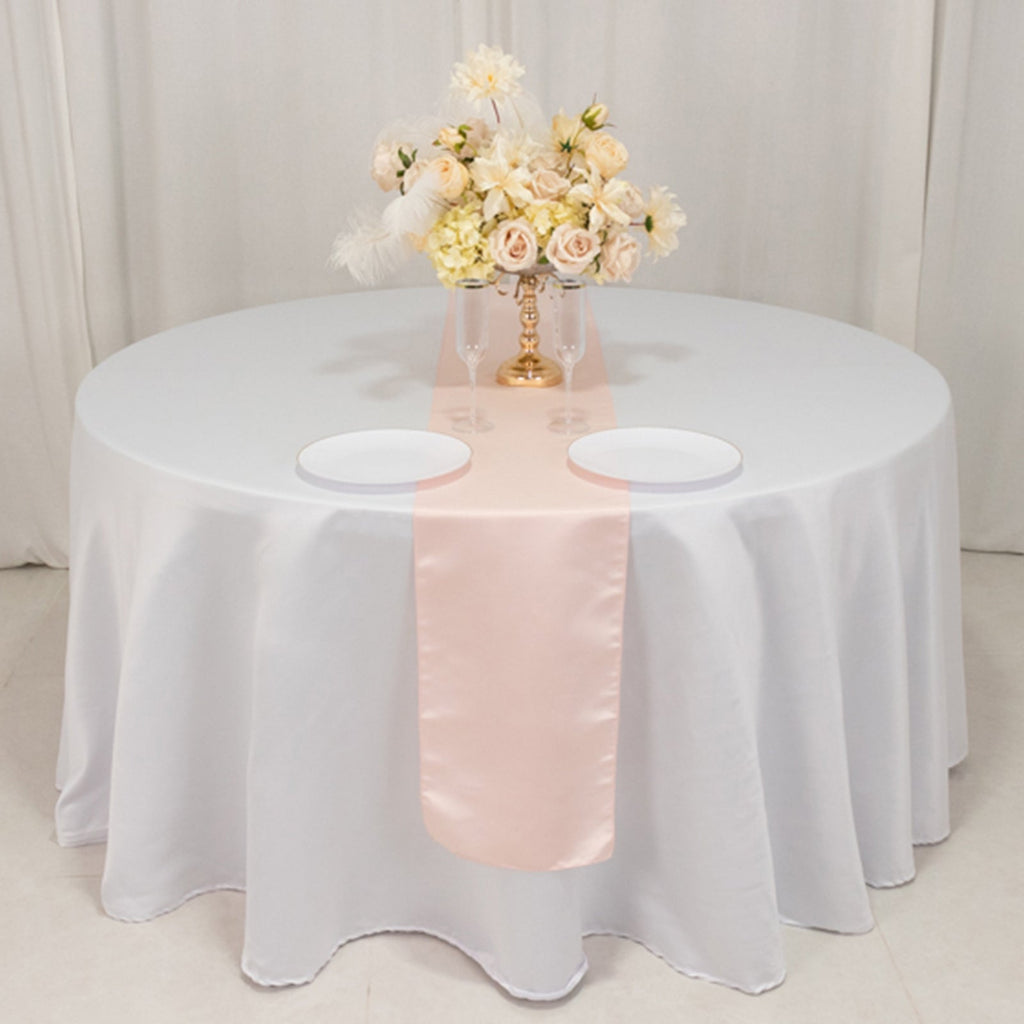 Lamour Satin 12"x108" Table Runner Blush - Smooth & Lustrous Finish - Bell Racket Store