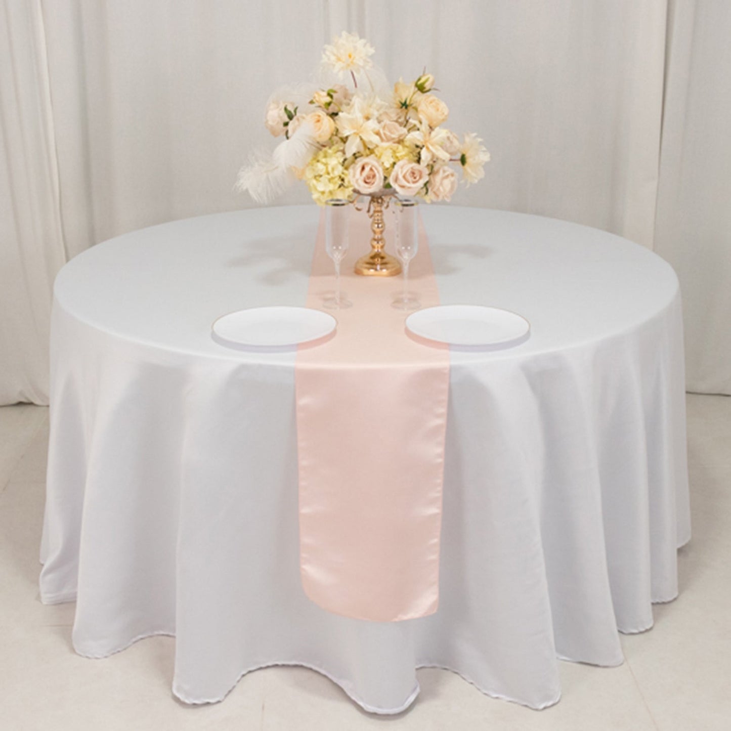 Lamour Satin 12"x108" Table Runner Blush - Smooth & Lustrous Finish - Bell Racket Store