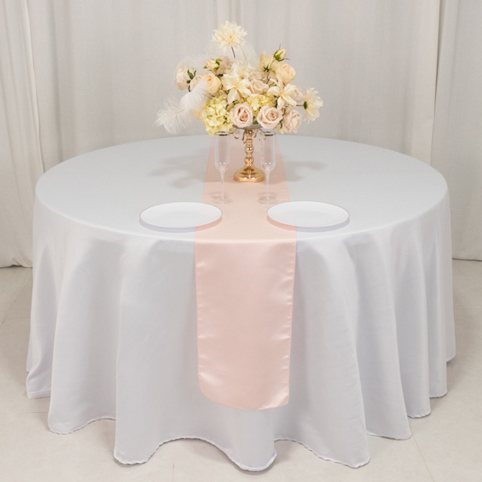 Lamour Satin 12"x108" Table Runner Blush - Smooth & Lustrous Finish - Bell Racket Store