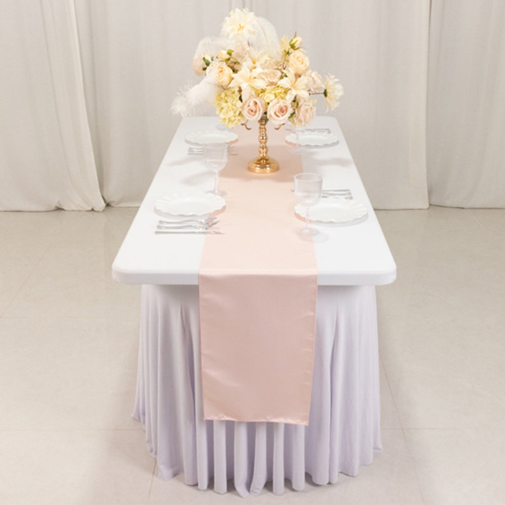 Lamour Satin 12"x108" Table Runner Blush - Smooth & Lustrous Finish - Bell Racket Store