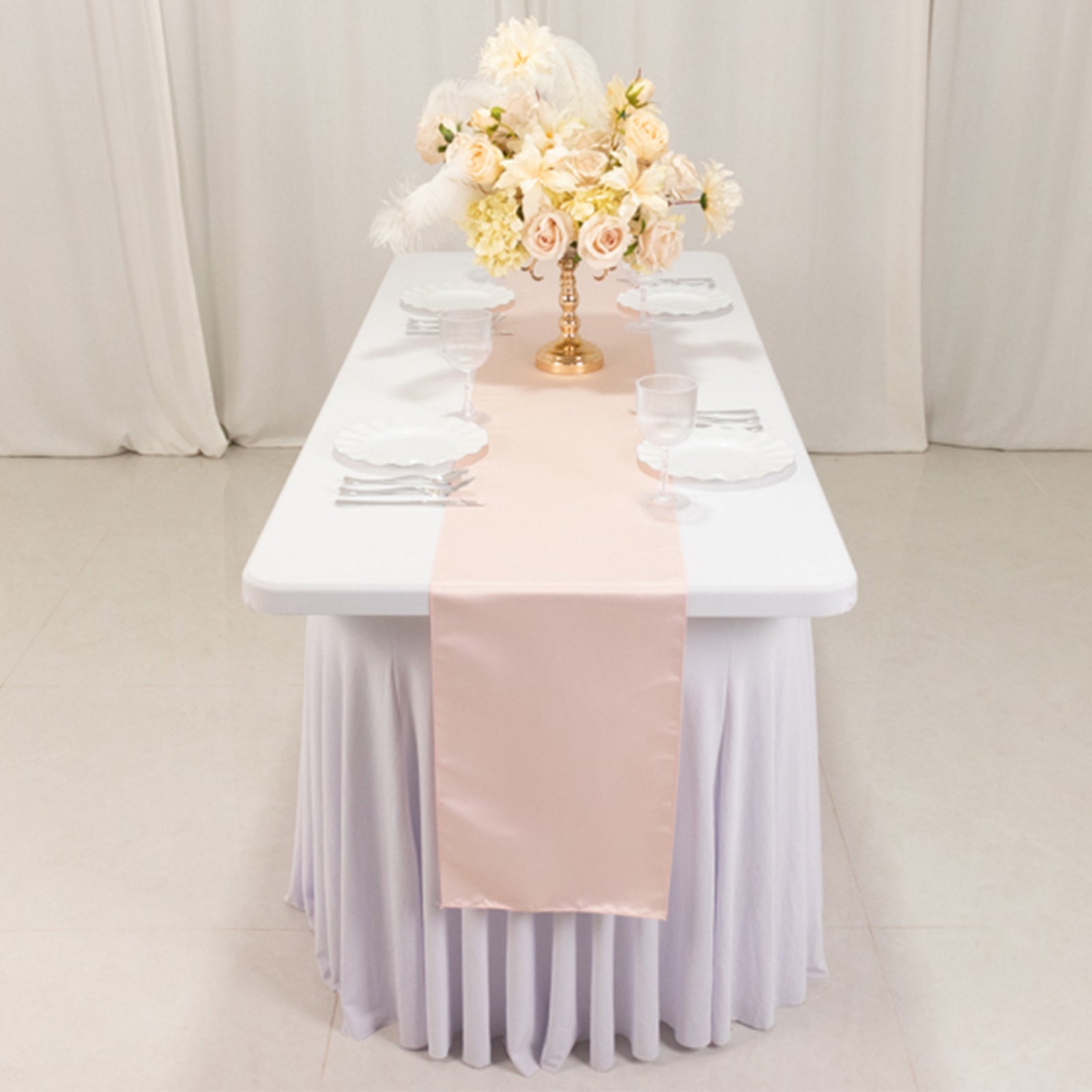 Lamour Satin 12"x108" Table Runner Blush - Smooth & Lustrous Finish - Bell Racket Store