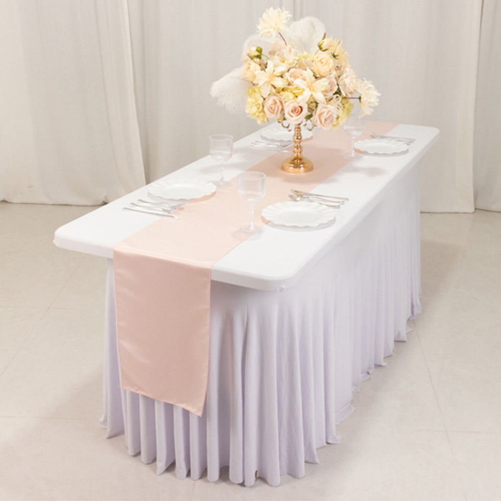 Lamour Satin 12"x108" Table Runner Blush - Smooth & Lustrous Finish - Bell Racket Store