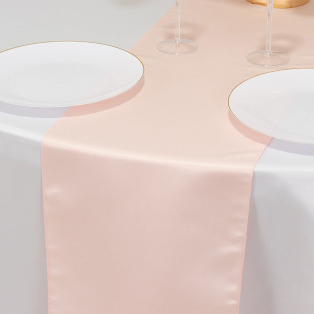 Lamour Satin 12"x108" Table Runner Blush - Smooth & Lustrous Finish - Bell Racket Store