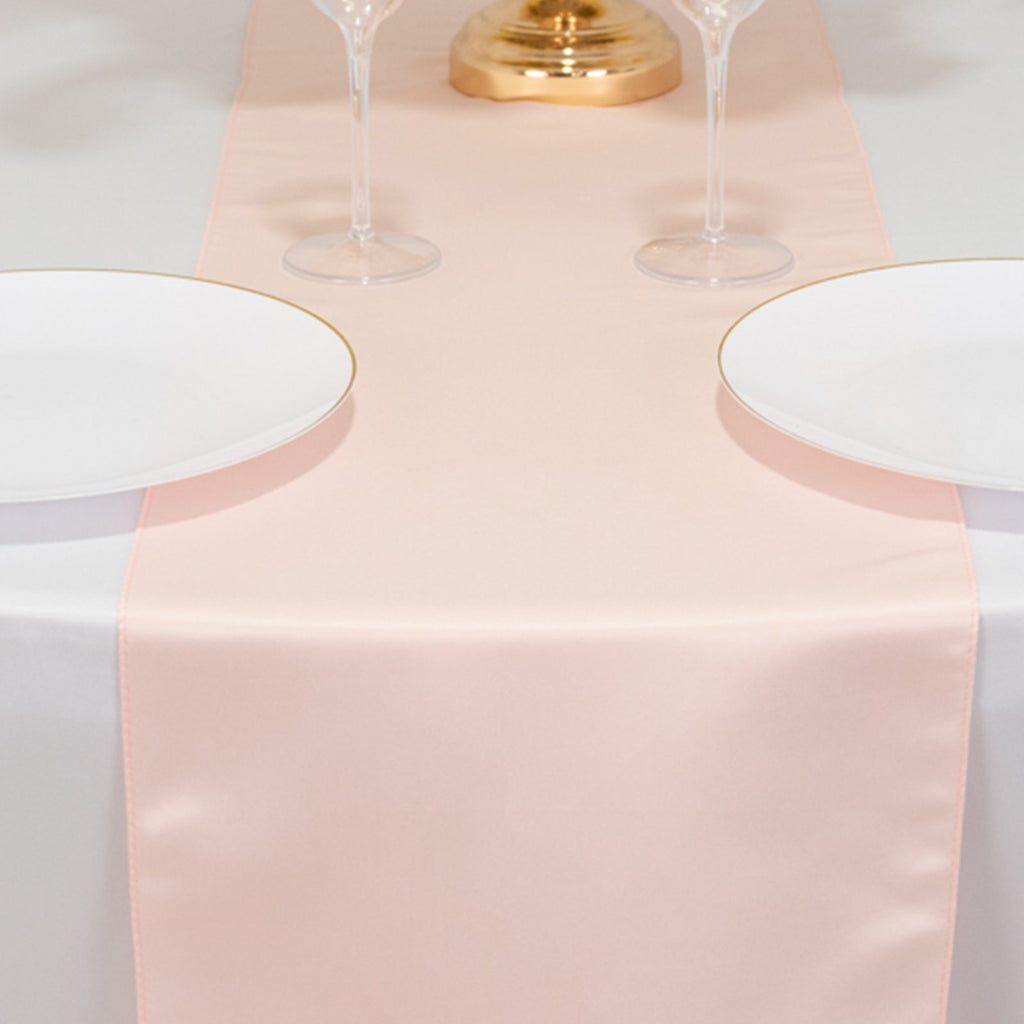 Lamour Satin 12"x108" Table Runner Blush - Smooth & Lustrous Finish - Bell Racket Store