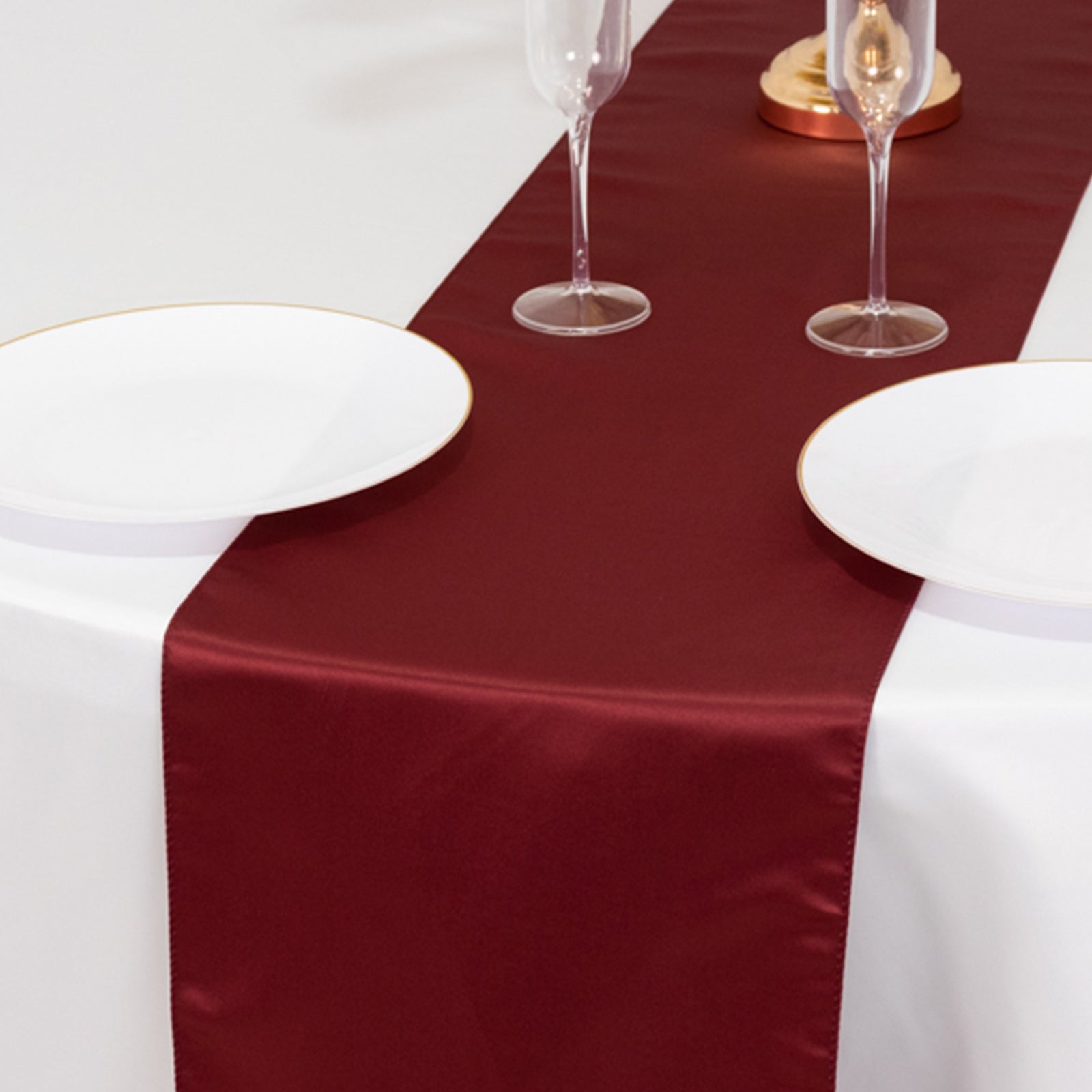 Lamour Satin 12"x108" Table Runner Burgundy - Smooth & Lustrous Finish - Bell Racket Store