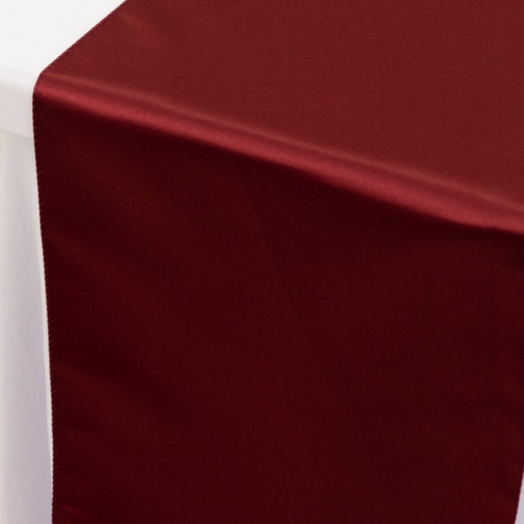 Lamour Satin 12"x108" Table Runner Burgundy - Smooth & Lustrous Finish - Bell Racket Store