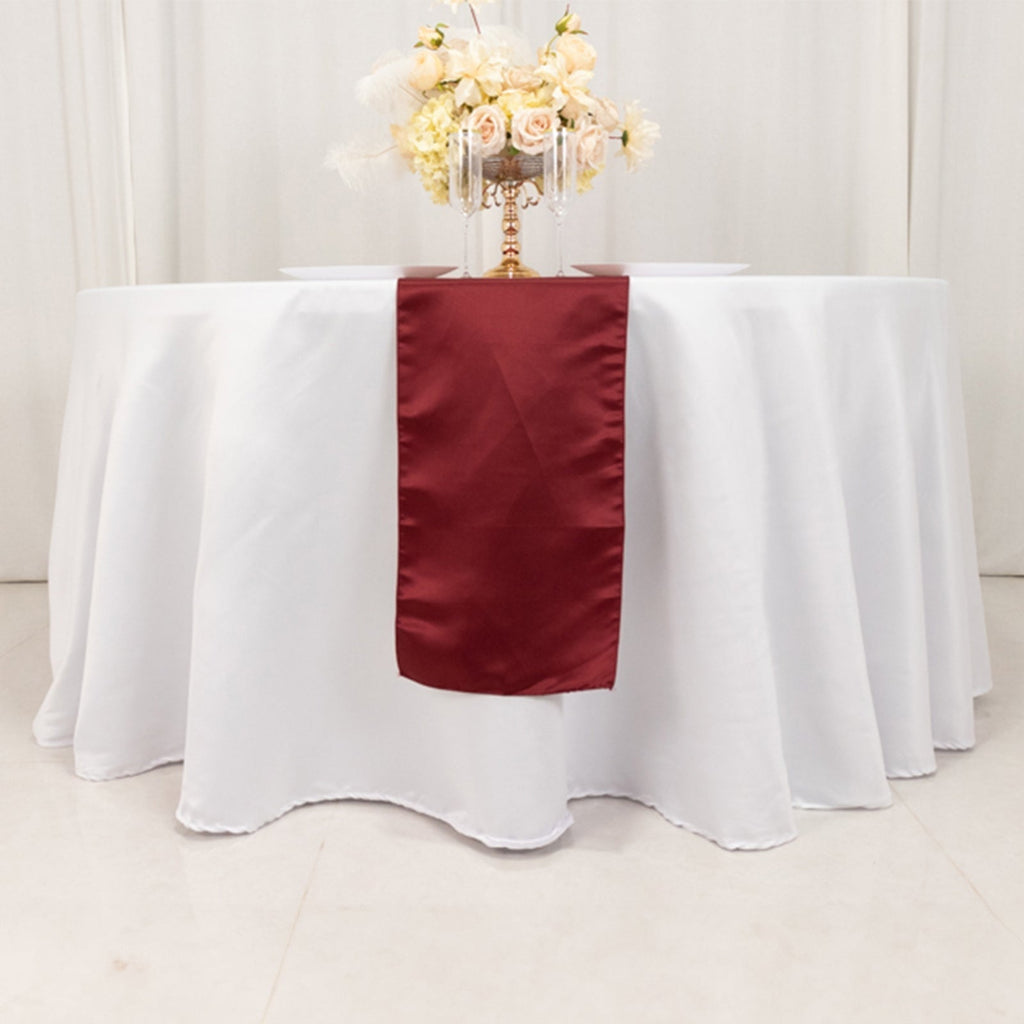 Lamour Satin 12"x108" Table Runner Burgundy - Smooth & Lustrous Finish - Bell Racket Store