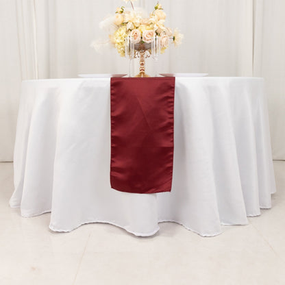 Lamour Satin 12"x108" Table Runner Burgundy - Smooth & Lustrous Finish - Bell Racket Store