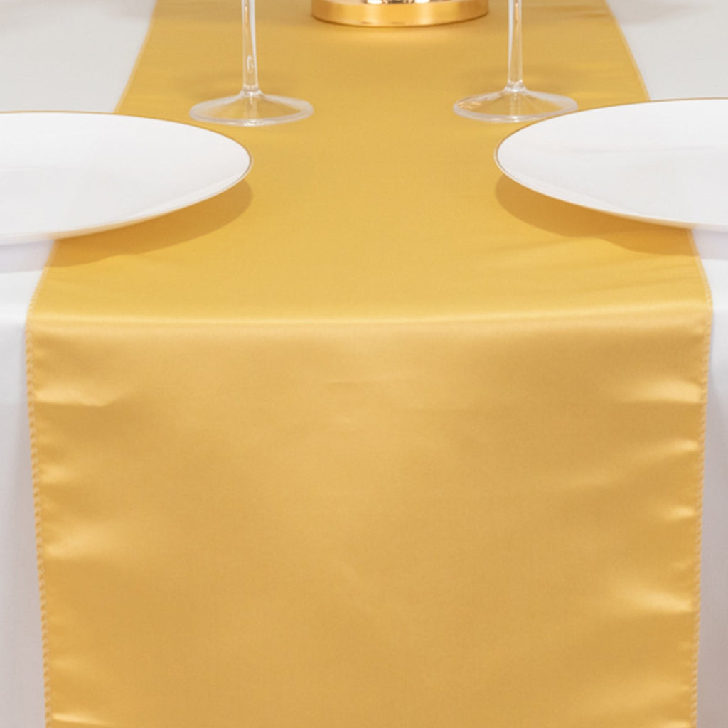 Lamour Satin 12"x108" Table Runner Champagne - Smooth & Lustrous Finish - Bell Racket Store