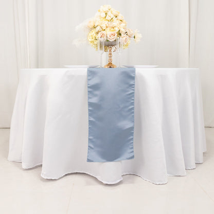 Lamour Satin 12"x108" Table Runner Dusty Blue - Smooth & Lustrous Finish - Bell Racket Store