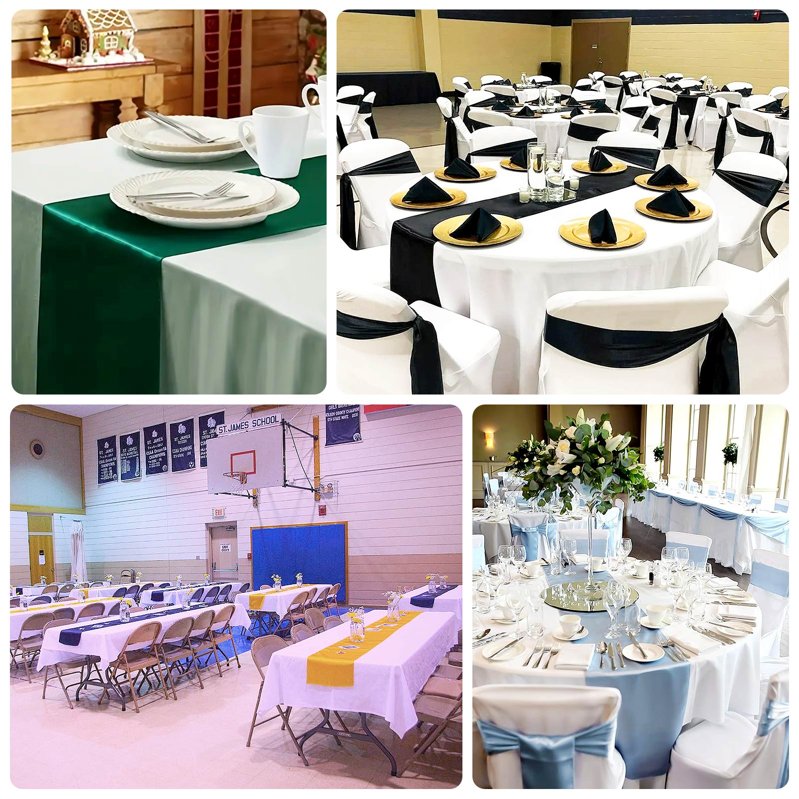 Lamour Satin 12"x108" Table Runner Dusty Blue - Smooth & Lustrous Finish - Bell Racket Store