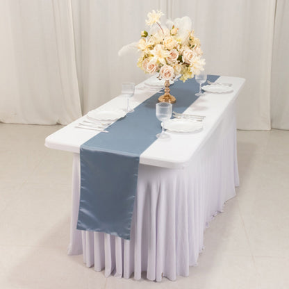 Lamour Satin 12"x108" Table Runner Dusty Blue - Smooth & Lustrous Finish - Bell Racket Store