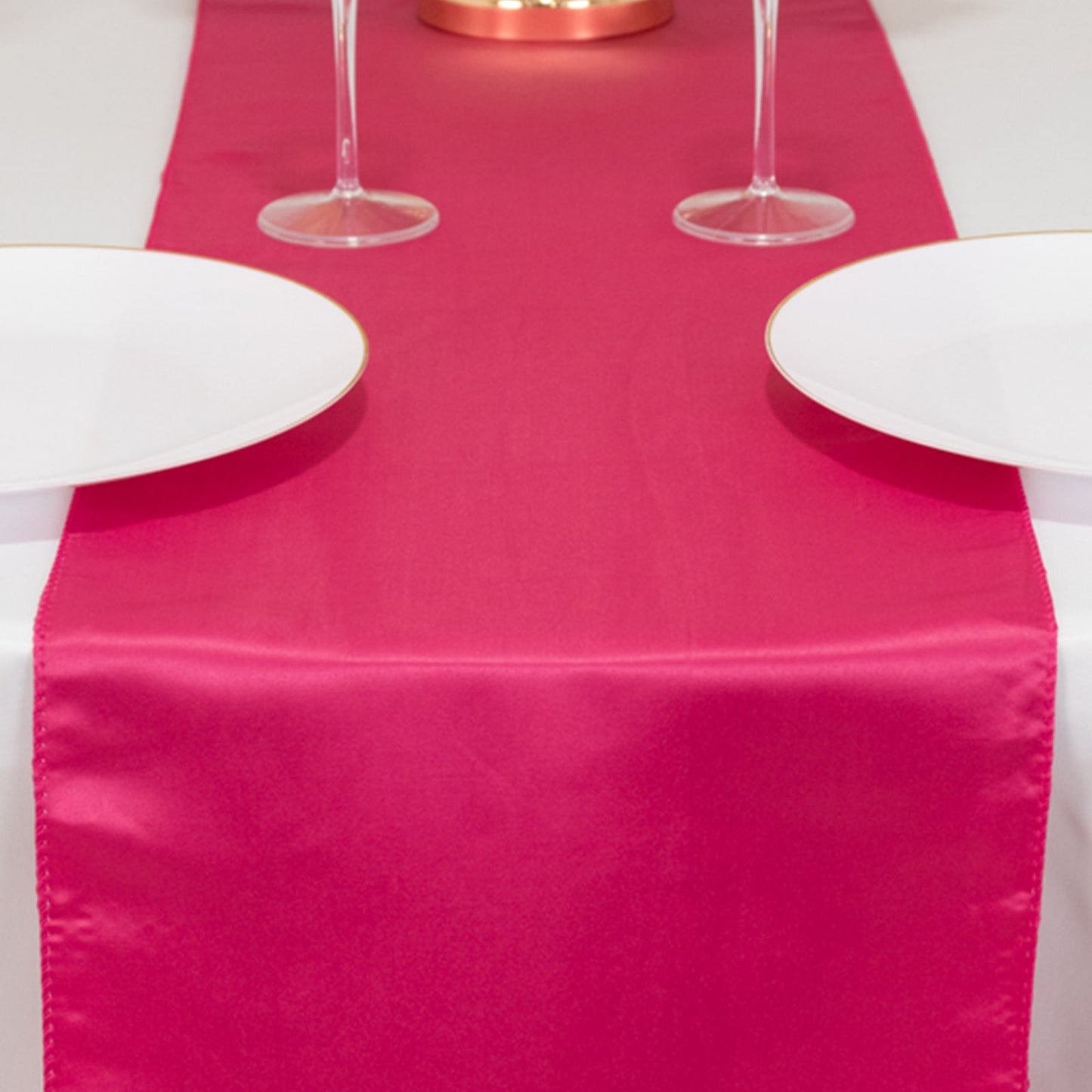 Lamour Satin 12"x108" Table Runner Fuchsia - Smooth & Lustrous Finish - Bell Racket Store