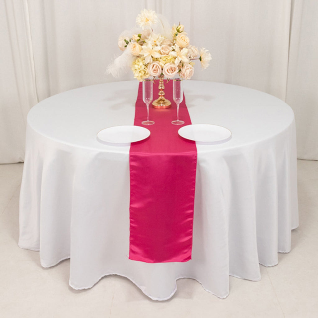 Lamour Satin 12"x108" Table Runner Fuchsia - Smooth & Lustrous Finish - Bell Racket Store