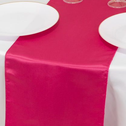 Lamour Satin 12"x108" Table Runner Fuchsia - Smooth & Lustrous Finish - Bell Racket Store
