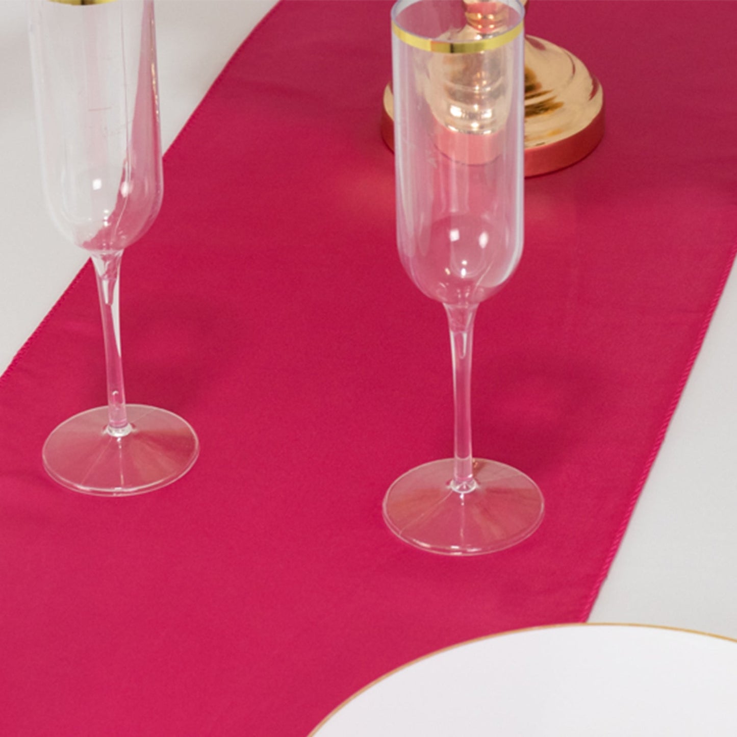 Lamour Satin 12"x108" Table Runner Fuchsia - Smooth & Lustrous Finish - Bell Racket Store