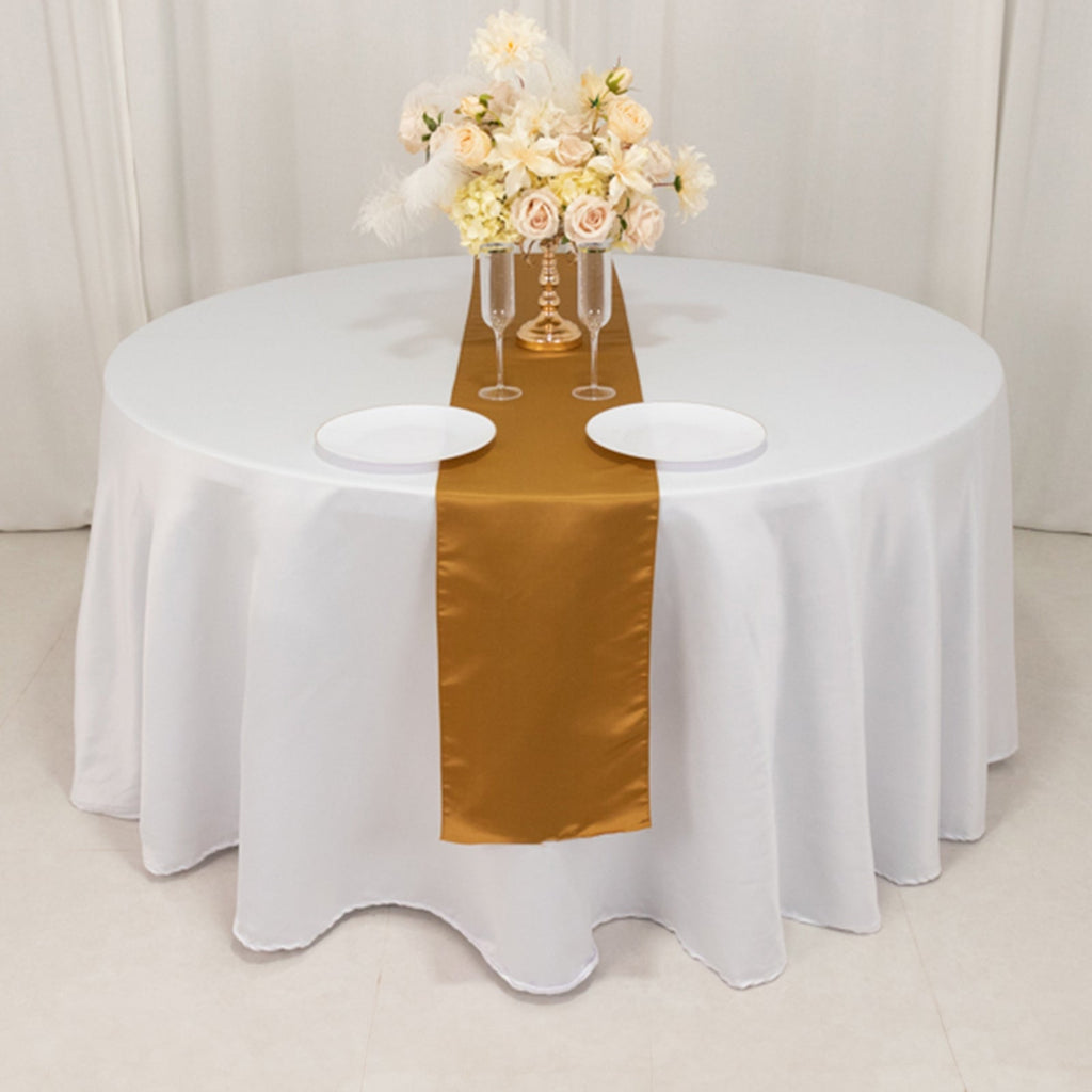Lamour Satin 12"x108" Table Runner Gold - Smooth & Lustrous Wedding Decor - Bell Racket Store