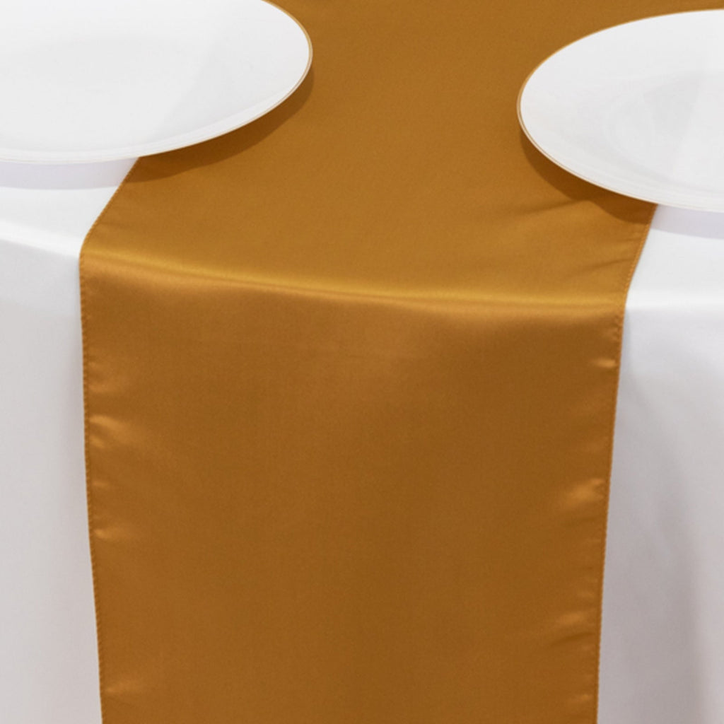 Lamour Satin 12"x108" Table Runner Gold - Smooth & Lustrous Wedding Decor - Bell Racket Store