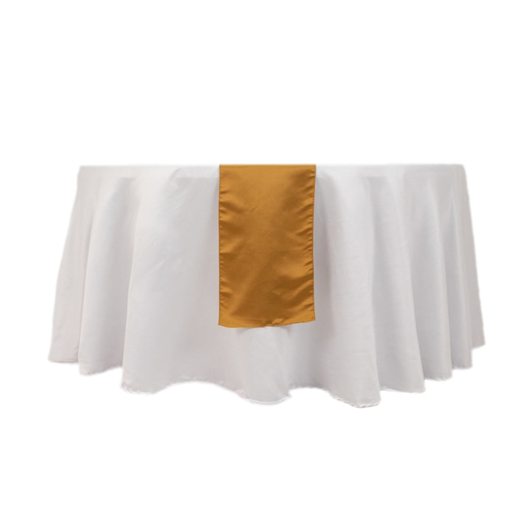 Lamour Satin 12"x108" Table Runner Gold - Smooth & Lustrous Wedding Decor - Bell Racket Store