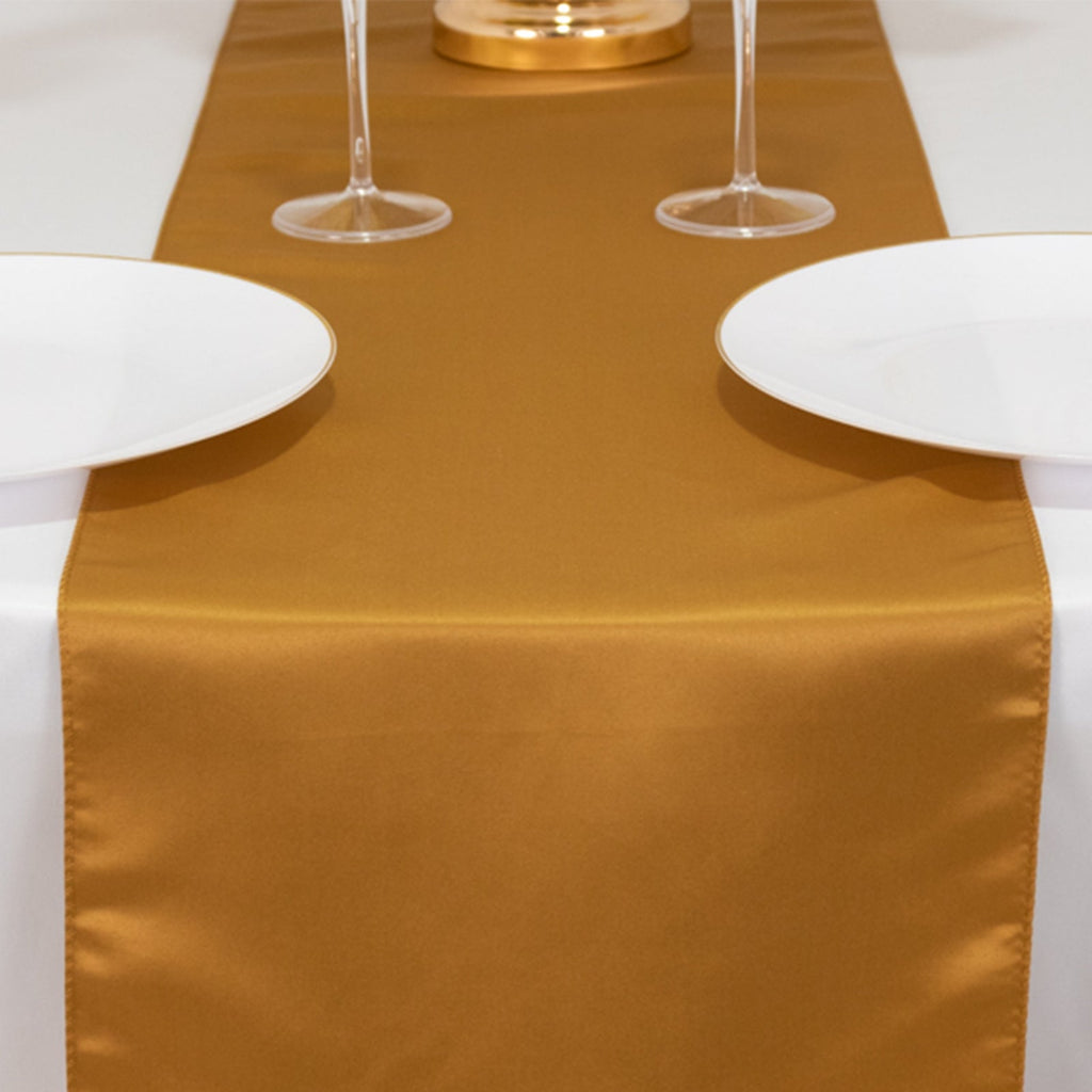 Lamour Satin 12"x108" Table Runner Gold - Smooth & Lustrous Wedding Decor - Bell Racket Store