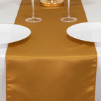 Lamour Satin 12"x108" Table Runner Gold - Smooth & Lustrous Wedding Decor - Bell Racket Store