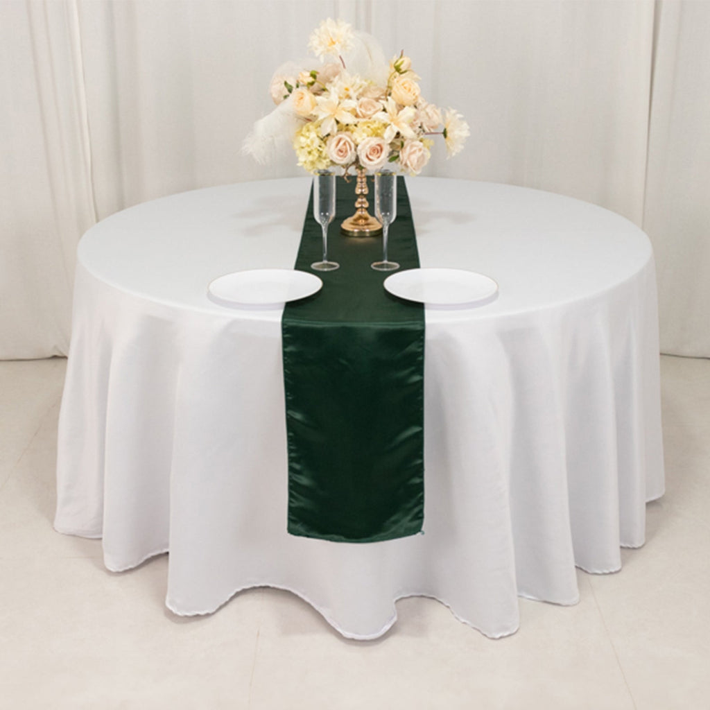 Lamour Satin 12"x108" Table Runner Hunter Emerald Green - Smooth & Lustrous Finish - Bell Racket Store