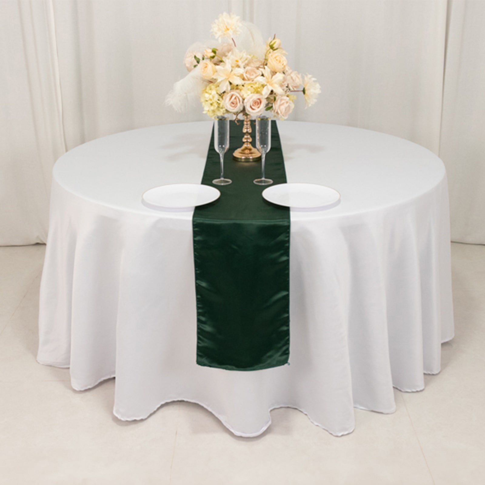 Lamour Satin 12"x108" Table Runner Hunter Emerald Green - Smooth & Lustrous Finish - Bell Racket Store