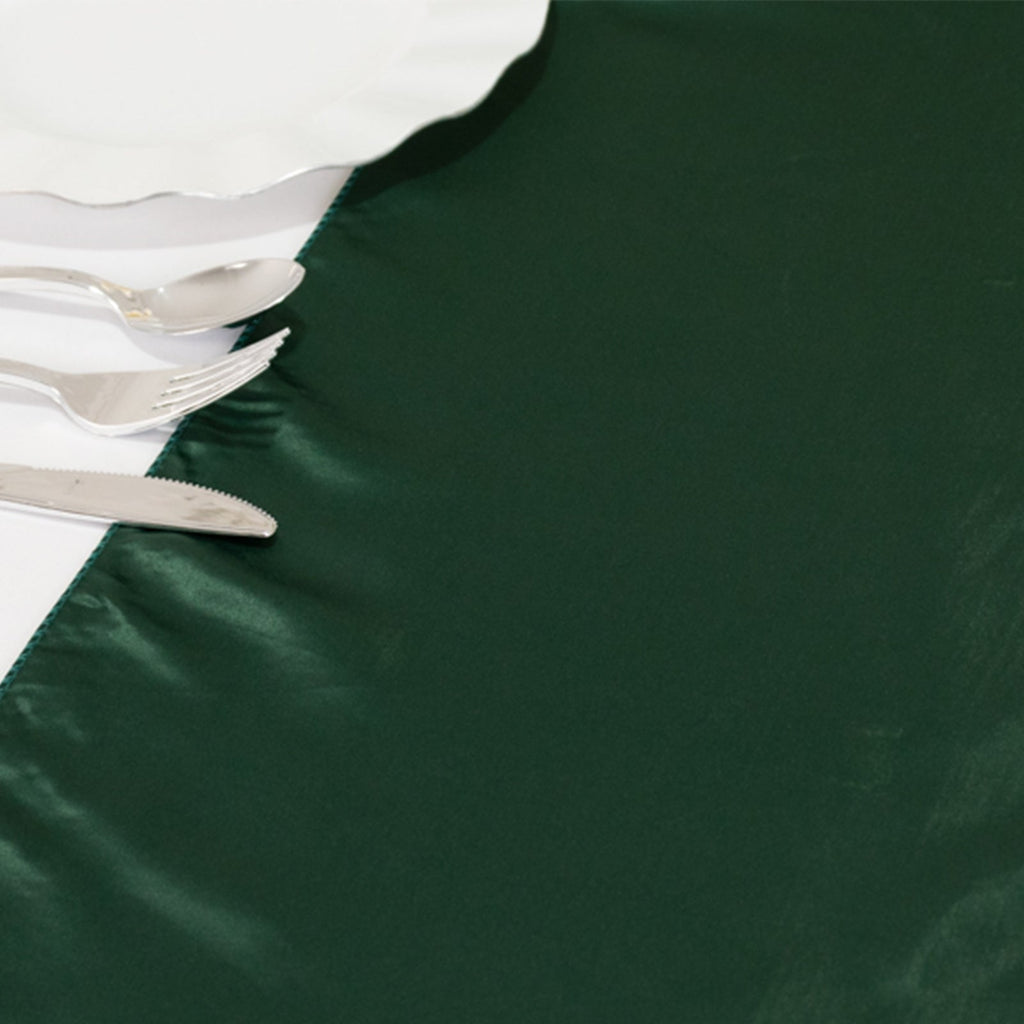 Lamour Satin 12"x108" Table Runner Hunter Emerald Green - Smooth & Lustrous Finish - Bell Racket Store