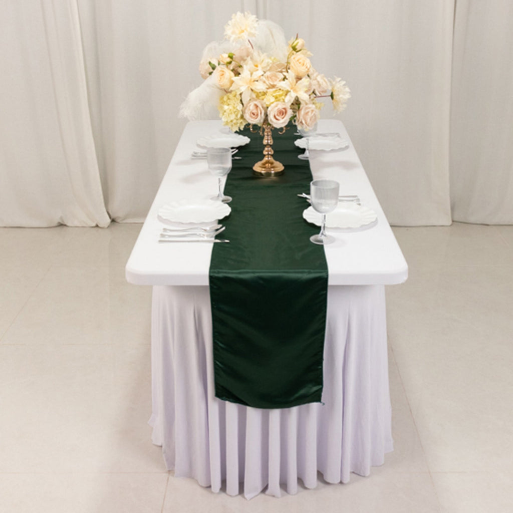 Lamour Satin 12"x108" Table Runner Hunter Emerald Green - Smooth & Lustrous Finish - Bell Racket Store