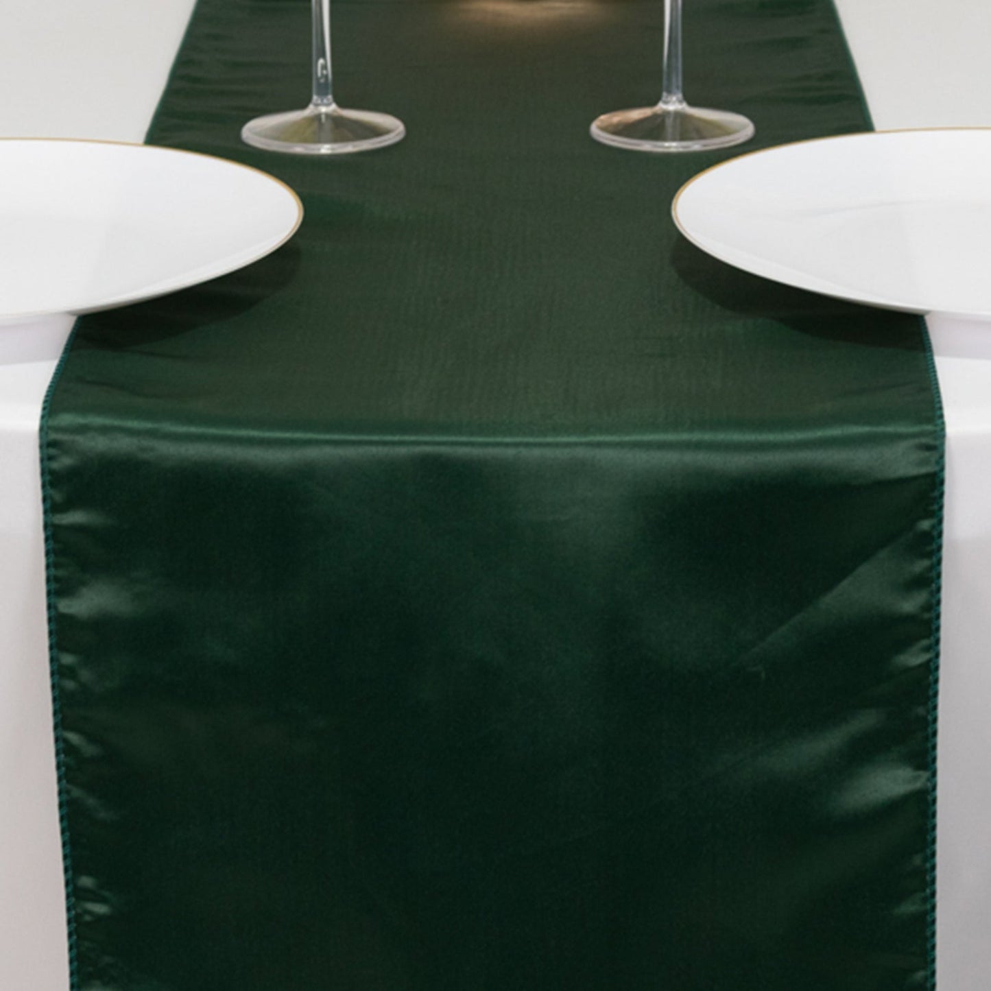Lamour Satin 12"x108" Table Runner Hunter Emerald Green - Smooth & Lustrous Finish - Bell Racket Store