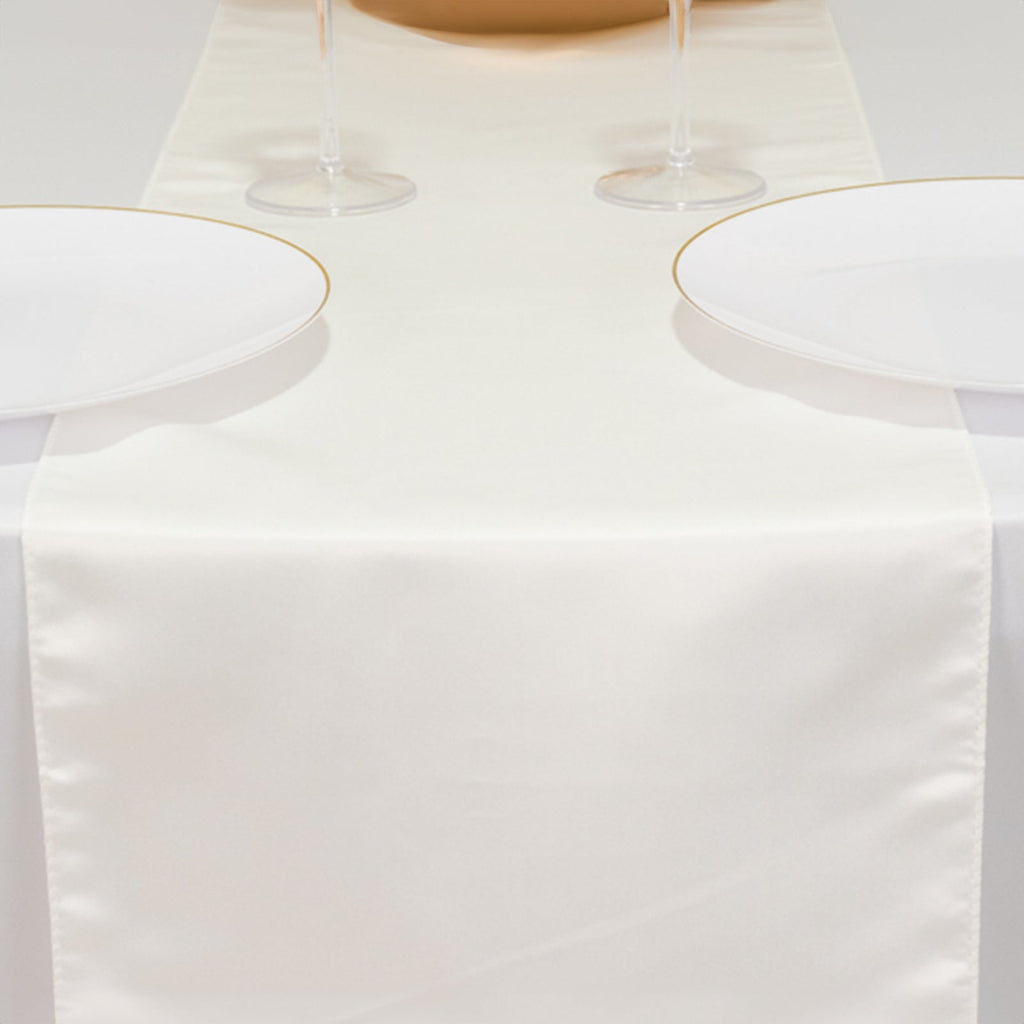 Lamour Satin 12"x108" Table Runner Ivory - Smooth & Lustrous Finish - Bell Racket Store