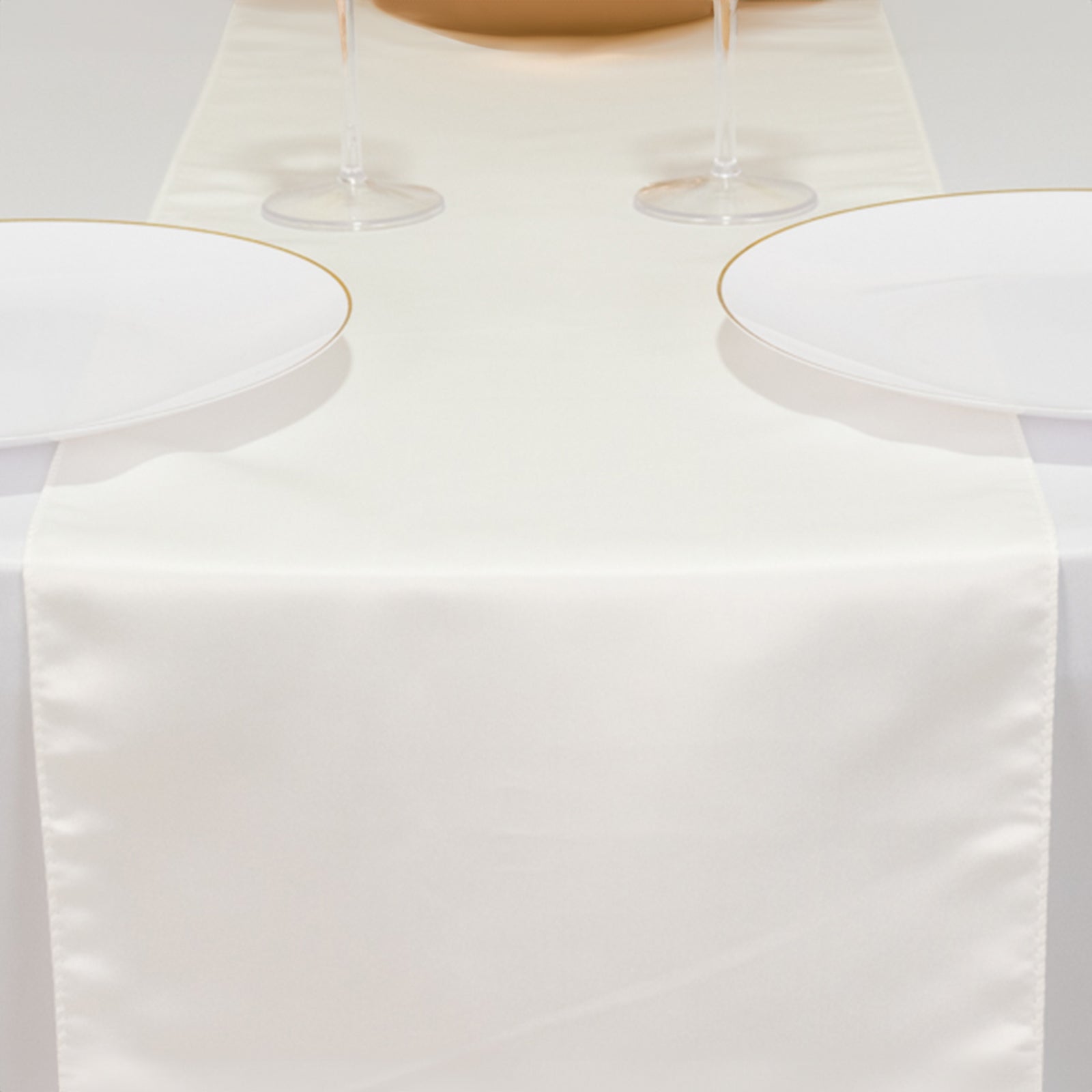 Lamour Satin 12"x108" Table Runner Ivory - Smooth & Lustrous Finish - Bell Racket Store