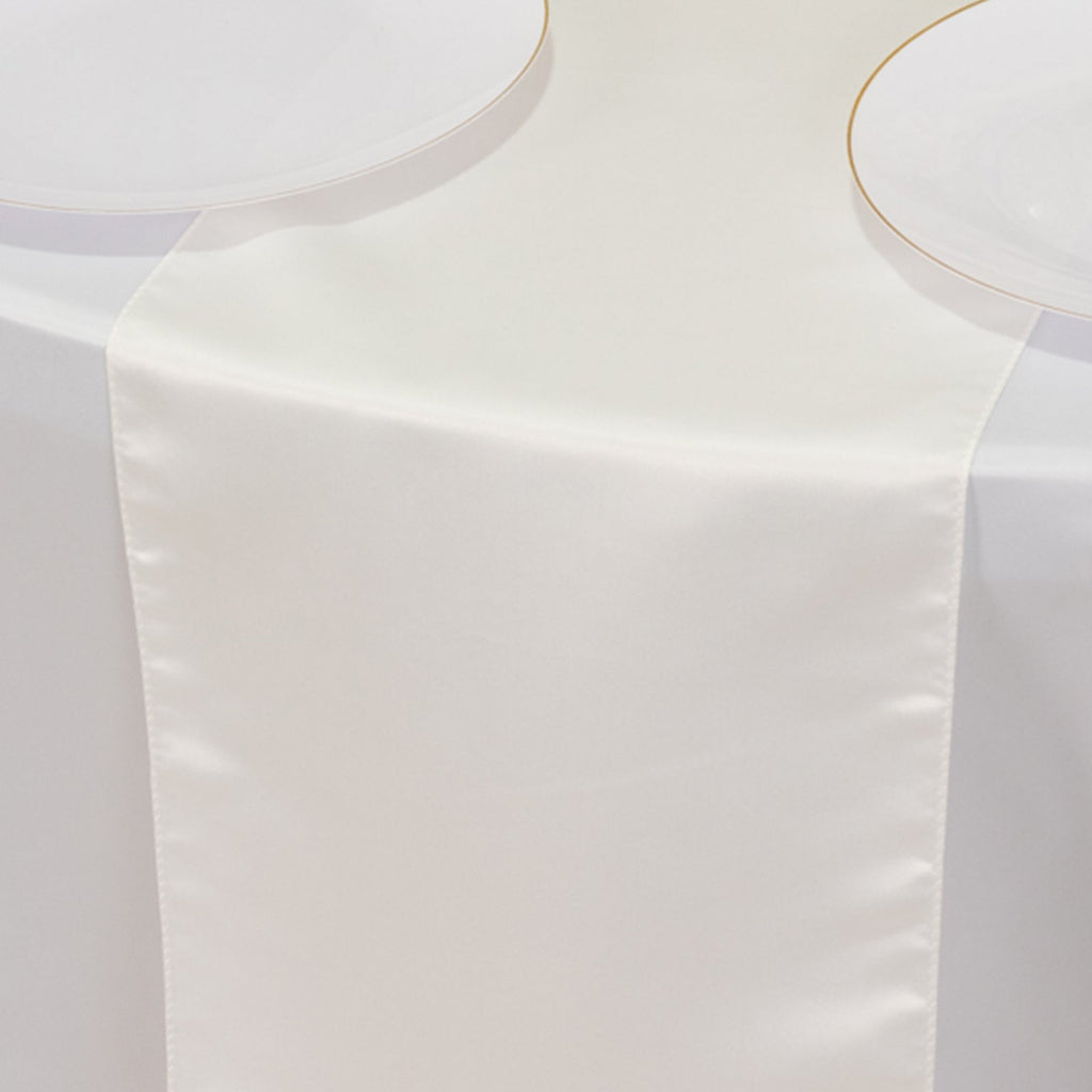 Lamour Satin 12"x108" Table Runner Ivory - Smooth & Lustrous Finish - Bell Racket Store