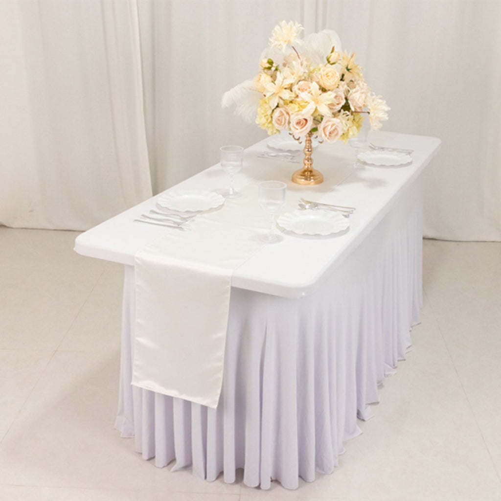 Lamour Satin 12"x108" Table Runner Ivory - Smooth & Lustrous Finish - Bell Racket Store