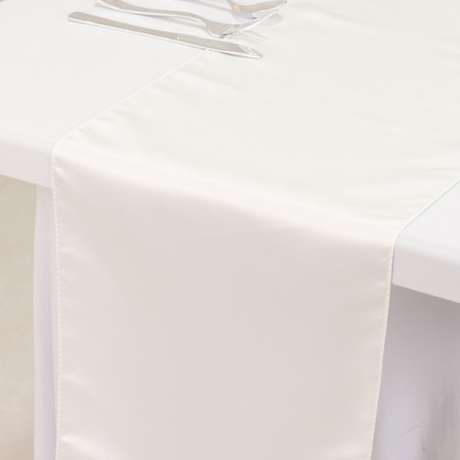 Lamour Satin 12"x108" Table Runner Ivory - Smooth & Lustrous Finish - Bell Racket Store