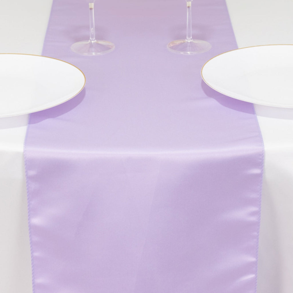 Lamour Satin 12"x108" Table Runner Lavender Lilac - Smooth & Lustrous Finish - Bell Racket Store