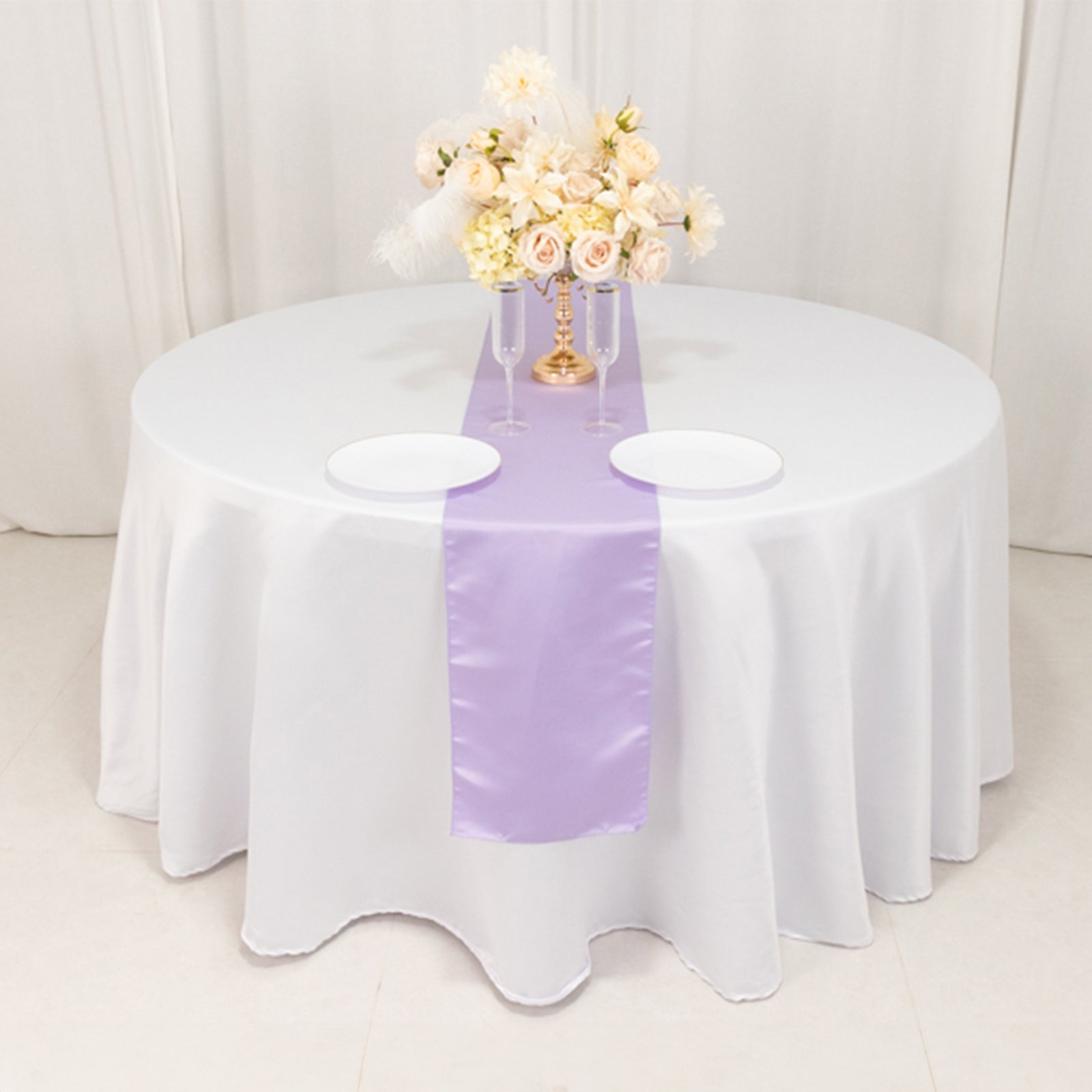 Lamour Satin 12"x108" Table Runner Lavender Lilac - Smooth & Lustrous Finish - Bell Racket Store