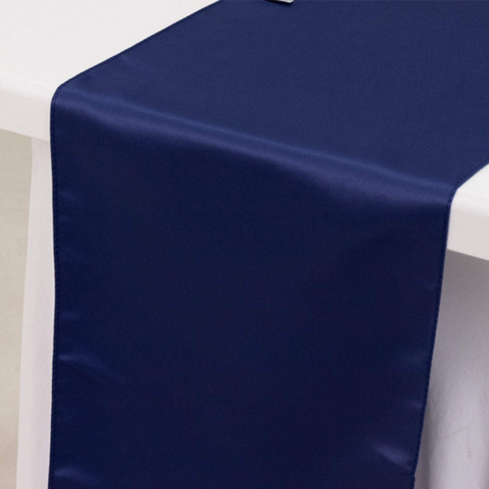 Lamour Satin 12"x108" Table Runner Navy Blue - Smooth & Lustrous Finish - Bell Racket Store