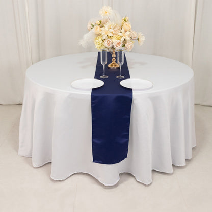 Lamour Satin 12"x108" Table Runner Navy Blue - Smooth & Lustrous Finish - Bell Racket Store