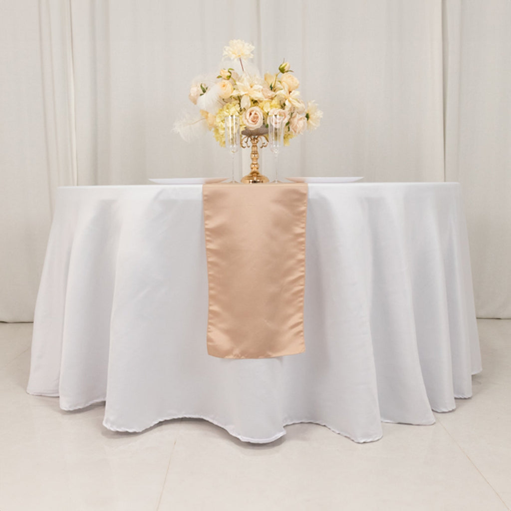 Lamour Satin 12"x108" Table Runner Nude - Smooth & Lustrous Finish - Bell Racket Store