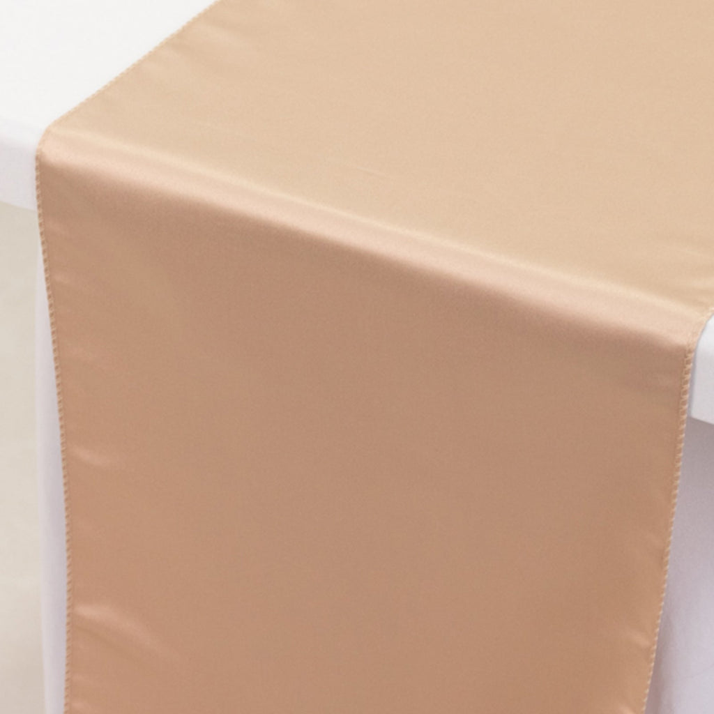 Lamour Satin 12"x108" Table Runner Nude - Smooth & Lustrous Finish - Bell Racket Store