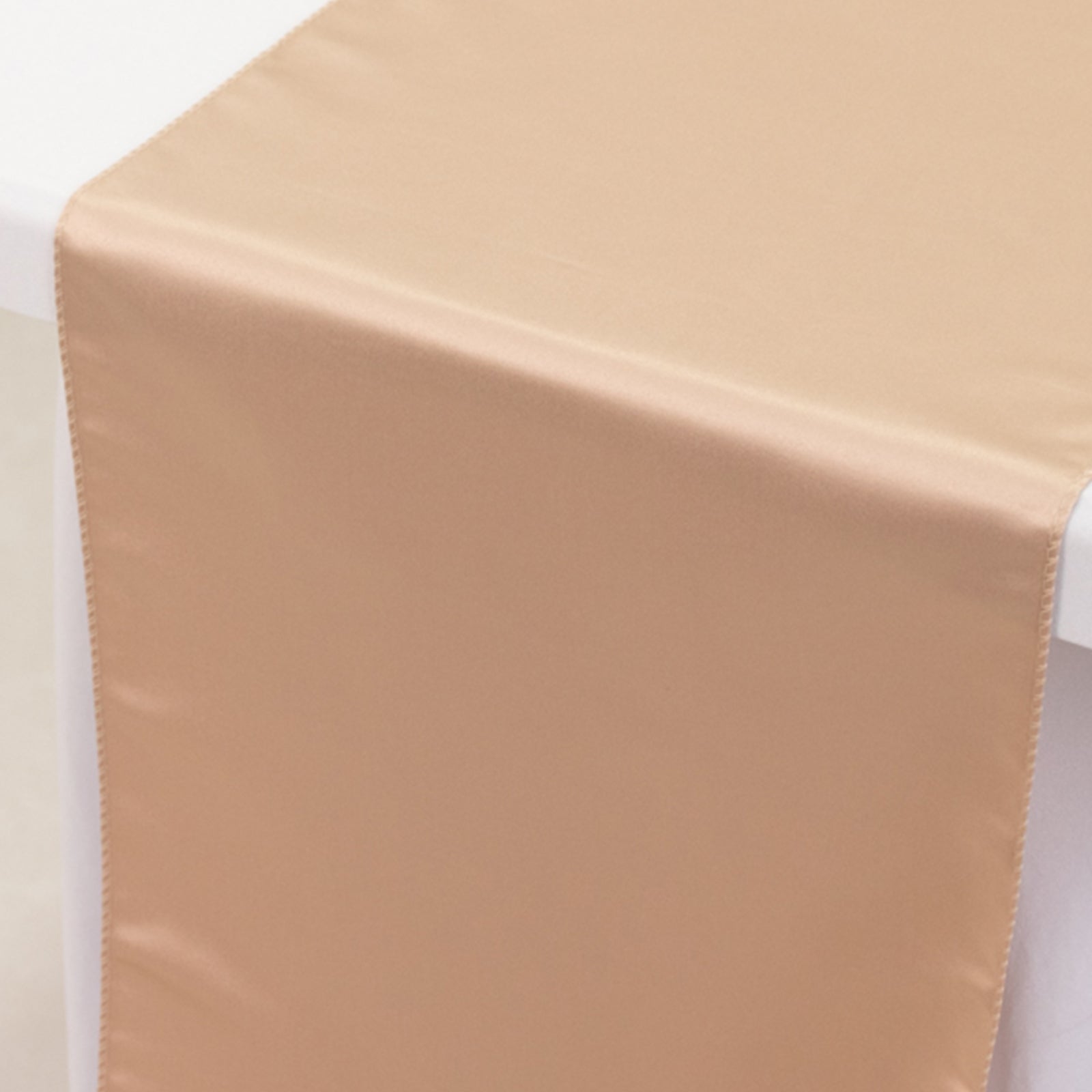 Lamour Satin 12"x108" Table Runner Nude - Smooth & Lustrous Finish - Bell Racket Store