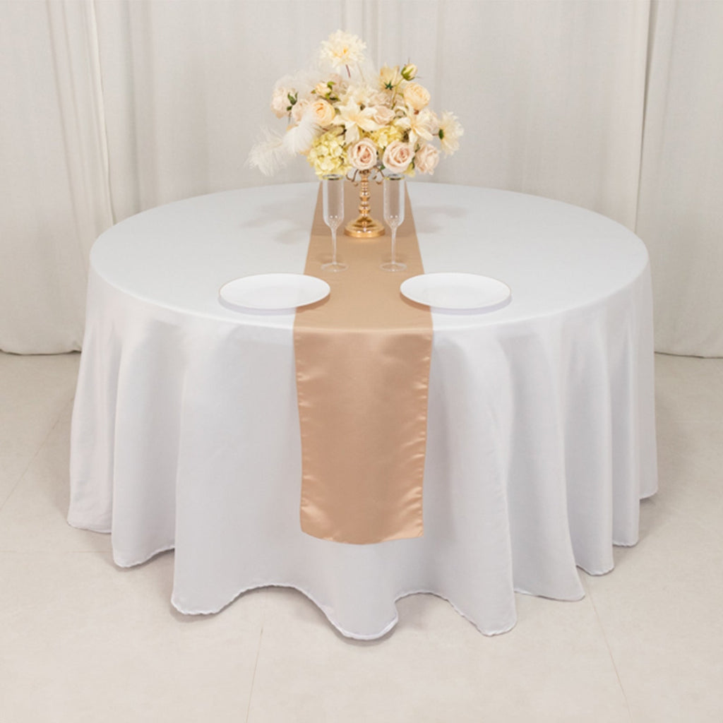 Lamour Satin 12"x108" Table Runner Nude - Smooth & Lustrous Finish - Bell Racket Store